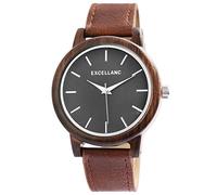 Excellanc Orologio da Polso Donna Bracciale, Orologio Analogico al Quarzo in Legno Nero Marrone, Metallo e Pelle