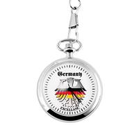 Excellanc Orologio da tasca - stemma Germania aquila - Bianco Argento - classico analogico al quarzo in metallo