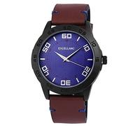 Excellanc - Orologio da uomo al quarzo analogico orologio da polso con 295073000187 Alloggiamento in Metallo con Bracciale in pelle marrone scuro e fibbia ad ardiglione del Quadrante Colore Blu Scuro Band lunghezza 24 cm Bracciale Larghezza 24 mm