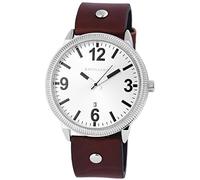 Excellanc Orologio da uomo argento marrone analogico data metallo finta pelle orologio da polso al quarzo
