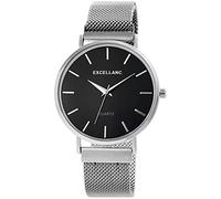 Excellanc Orologio da uomo, cinturino in rete, acciaio inox, chiusura magnetica, analogico, al quarzo, 2300012, argento/nero., Bracciale