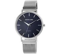 Excellanc Orologio da uomo, cinturino in rete, acciaio inox, chiusura magnetica, analogico, al quarzo, 2300012, Colore: argento/blu scuro., Bracciale