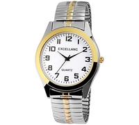 Excellanc - Orologio da uomo con cinturino di metallo argento bianco classico elegante da uomo al quarzo analogico orologio da polso
