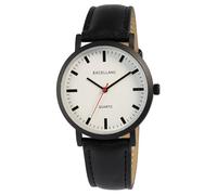 Excellanc Orologio da uomo in design stazione ferroviaria con cinturino in ecopelle nero quadrante bianco semplice 40 mm facile da leggere, Nero , Classico