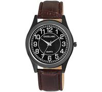 Excellanc Orologio da uomo in similpelle con fibbia ad ardiglione analogico al quarzo 2900228, marrone scuro.