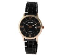 Excellanc Orologio da uomo nero oro rosa analogico data metallo quarzo, Nero , Bracciale