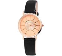 EXCELLANC Orologio Ragazza da Donna in Oro Rosa Nero Analogico in Metallo e Pelle al Quarzo