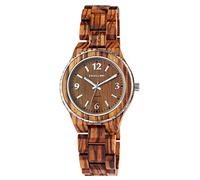 Excellanc Orologio unisex in legno, lancette luminose, chiusura deployante, analogico, al quarzo, 2810007, Legno zebrato.