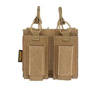 EXCELLENT ELITE SPANKER Custodia a Cielo Aperto per Caricatori Singoli/Doppi/Tripli Molle per M4 M14 M16 AK AR Elastico per Caricatori per Sacchetto Pistola Mag(Doppio-Marrone)