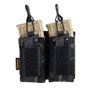 EXCELLENT ELITE SPANKER Custodia a Cielo Aperto per Caricatori Singoli/Doppi/Tripli Molle per M4 M14 M16 AK AR Elastico per Caricatori per Sacchetto Pistola Mag(Doppio-Nero camuffare)