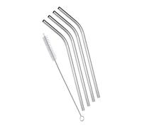 Excellent Houseware Cannucce in acciaio inox, curve, 4 pezzi, con spazzola per la pulizia