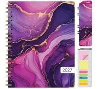 Excello 2027 Calendario settimanale e mensile con copertina rigida, 15 mesi, 21,6 x 27,9 cm, linguette mensili, rilegatura a filo, cartella tascabile, segnalibro e note adesive, marmo rosa viola
