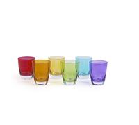 Excelsa 49234 Happy Colour Set 6 Bicchieri, Vetro, Multicolore, 9 x 9 x H. 6 cm