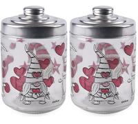 Excelsa 65387, Gnome Sweet Home Barattolo con Coperchio, 800 ml., Vetro, Cm. 10 x 10 x H. 15 (Confezione da 2)