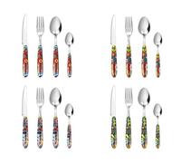 Excelsa Acapulco Set 16 Posate Multidecoro, Acciaio INOX, Manico in Plastica