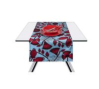 Excelsa Afrika Foglie Runner da Tavola, Cotone 100%, Verde E Rosso, 45 x 140 cm