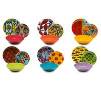 Excelsa Afrika Servizio Piatti 18 Pezzi, Porcellana e Ceramica, Multicolore