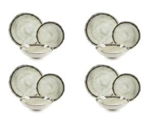 Excelsa Afrodite Servizio Piatti 12 Pezzi, Ceramica, Effetto Reattivo, 4 Persone