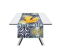 Excelsa Amalfi Runner da Tavola, Cotone 100%, Giallo E Blu, 45 x 140 cm