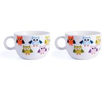 Excelsa Animals Tazza Thè Gufo, 200 ml, Porcellana, Bianco (Confezione da 2)