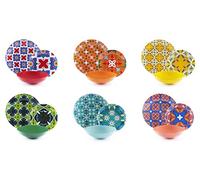 Excelsa Ankara Servizio Piatti 18 Pezzi, Porcellana e Stoneware, Decoro Multicolore, 6 Persone