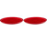 Excelsa Arabesque Red Piatto Dessert, Diametro: 21 cm, Vetro Decorato (Confezione da 2)