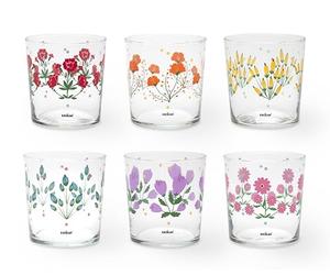 Excelsa Arles Set 6 Bicchieri Acqua, Vetro, Capacità 350 ml, Multidecoro