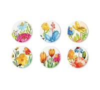 Excelsa Blooming, Set 6 Sottobicchieri in Ceramica con Motivi Floreali, 10,5 cm