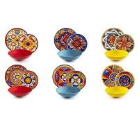 Excelsa Camastra Servizio Piatti 18 Pezzi, Porcellana e Stoneware, Decoro Multicolore, 6 Persone