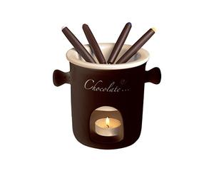Excelsa Chocolate Servizio Fonduta Cioccolato 7 Pezzi, Ceramica, Marrone, 12x12x13.5
