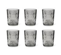 Excelsa Color Tumbler Set 6 Bicchieri in Vetro Decorati, Multicolore, Decoro in Rilievo, 350 ml, 8x10cm (Grigio)
