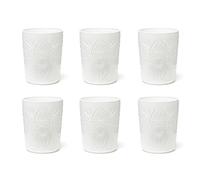 Excelsa Color Tumbler Set 6 Bicchieri in Vetro Decorati, Multicolore, Decoro in Rilievo, 350 ml, 8x10cm (Bianco)