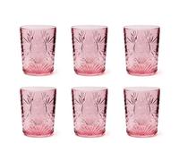 Excelsa Color Tumbler Set 6 Bicchieri in Vetro Decorati, Multicolore, Decoro in Rilievo, 350 ml, 8x10cm (Rosa)