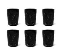 Excelsa Color Tumbler Set 6 Bicchieri in Vetro Decorati, Multicolore, Decoro in Rilievo, 350 ml, 8x10cm (Nero)