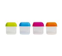 Excelsa Confezione 4 Contenitori Quadri, 130 ml, Plastica, Multicolore,