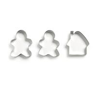 Excelsa Cookies Time Confezione 3 Tagliabiscotti Family, Acciaio Inossidabile, Argento, 16x21x2 cm, 3 unità