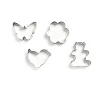 Excelsa Cookies Time Confezione 4 Tagliabiscotti Spring, Acciaio Inossidabile, Argento, 16x21x2 cm