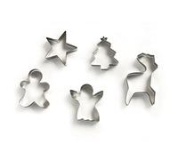 Excelsa Cookies Time Confezione 5 Tagliabiscotti Natale, Acciaio Inossidabile, Argento, 16x21x2 cm