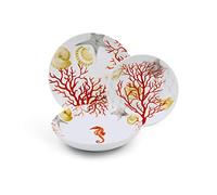 Excelsa Coral Servizio Piatti 18 Pezzi, Porcellana, Rosso