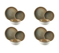 Excelsa Demetra Servizio Piatti 12 Pezzi, Ceramica, Effetto Reattivo, 4 Persone