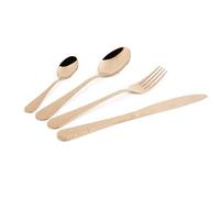 Excelsa Drops Set 24 Posate Miste, Rame, Manico Martellato, Acciaio INOX