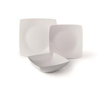 Excelsa Eclipse Servizio di Piatti quadrati, 18 Pezzi, Ceramica, Bianco