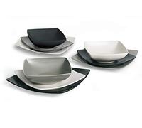 Excelsa Eclipse Servizio Piatti 18 Pz, Ceramica Bianco, Nero grigio cod.61536