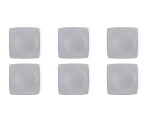 Excelsa Eclipse Set 6 Piatti Piani Quadrati, Ceramica, Grigio Opaco