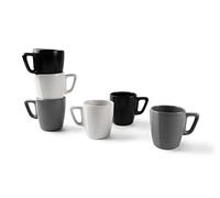 (TG. 230 ml) Excelsa Eclipse Set 6 Tazze Mug 230 ml, Ceramica, Bianco, Nero e Gr