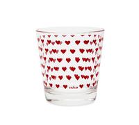 Excelsa Enjoy Set 6 Bicchieri in Vetro con Decorazione Cuori Rossi, Trasparenti