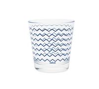 Excelsa Enjoy Set 6 Bicchieri in Vetro, Decorazione Greca Azzurra