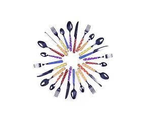 Excelsa Enjoy Set di Posate da 24 Pezzi, Acciaio Inossidabile, Multicolore, unità