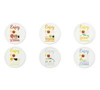 Excelsa Enjoyable Set 6 Piatti Pizza, Diametro 31 Cm., Porcellana, Multidecoro