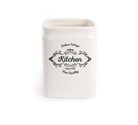 Excelsa Fine Quality Porta Utensili da Cucina, Ceramica, Bianco Avorio, Dimensioni: 11.5 x 11.5 x 14.7